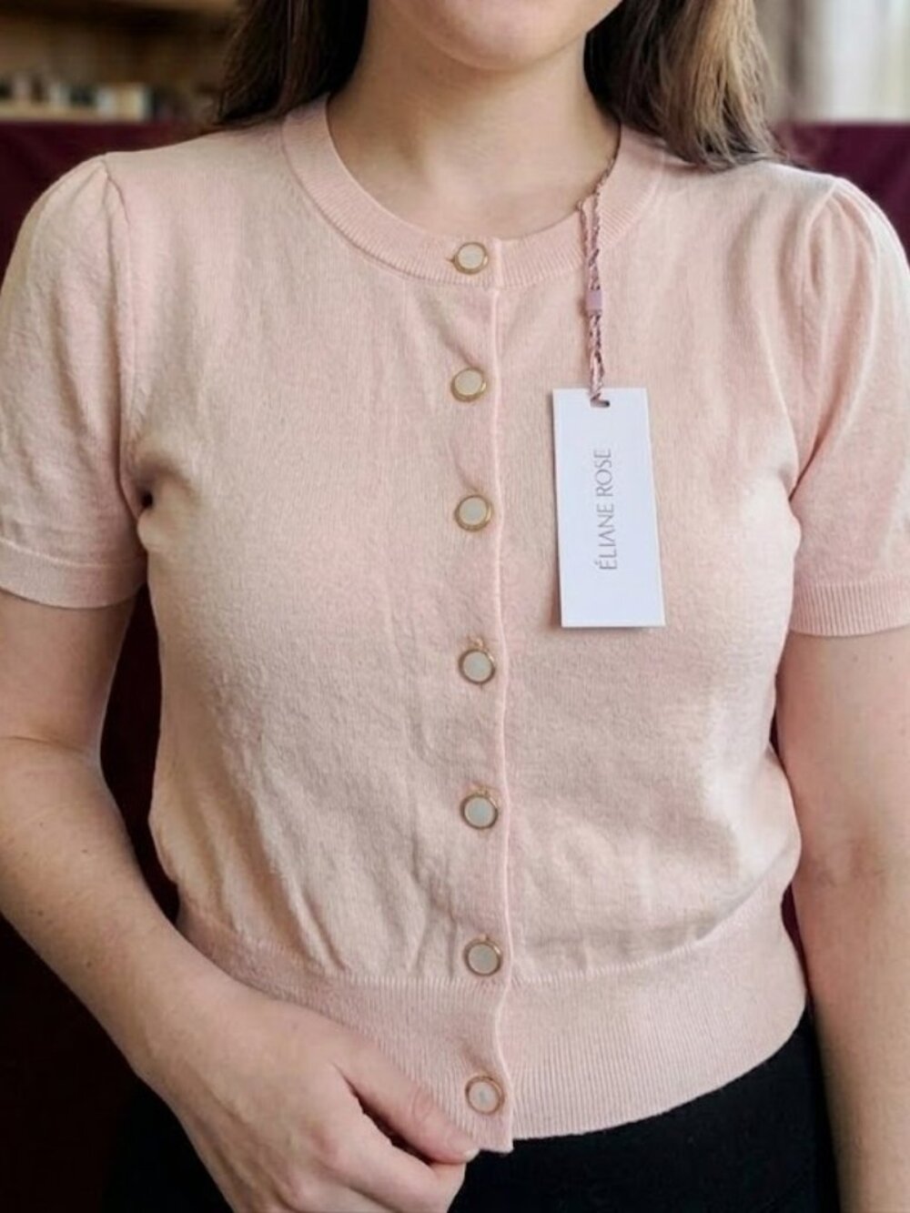 NWT Eliane Rose Pastel Yellow Short Sleeve Crop Cardigan Sweater Sz XS